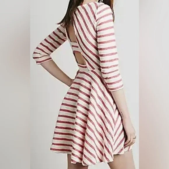 Free People Red and White Fit and Flare Boho Dress - Picture 2 of 8